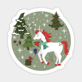 Christmas Unicorn Pattern Sticker